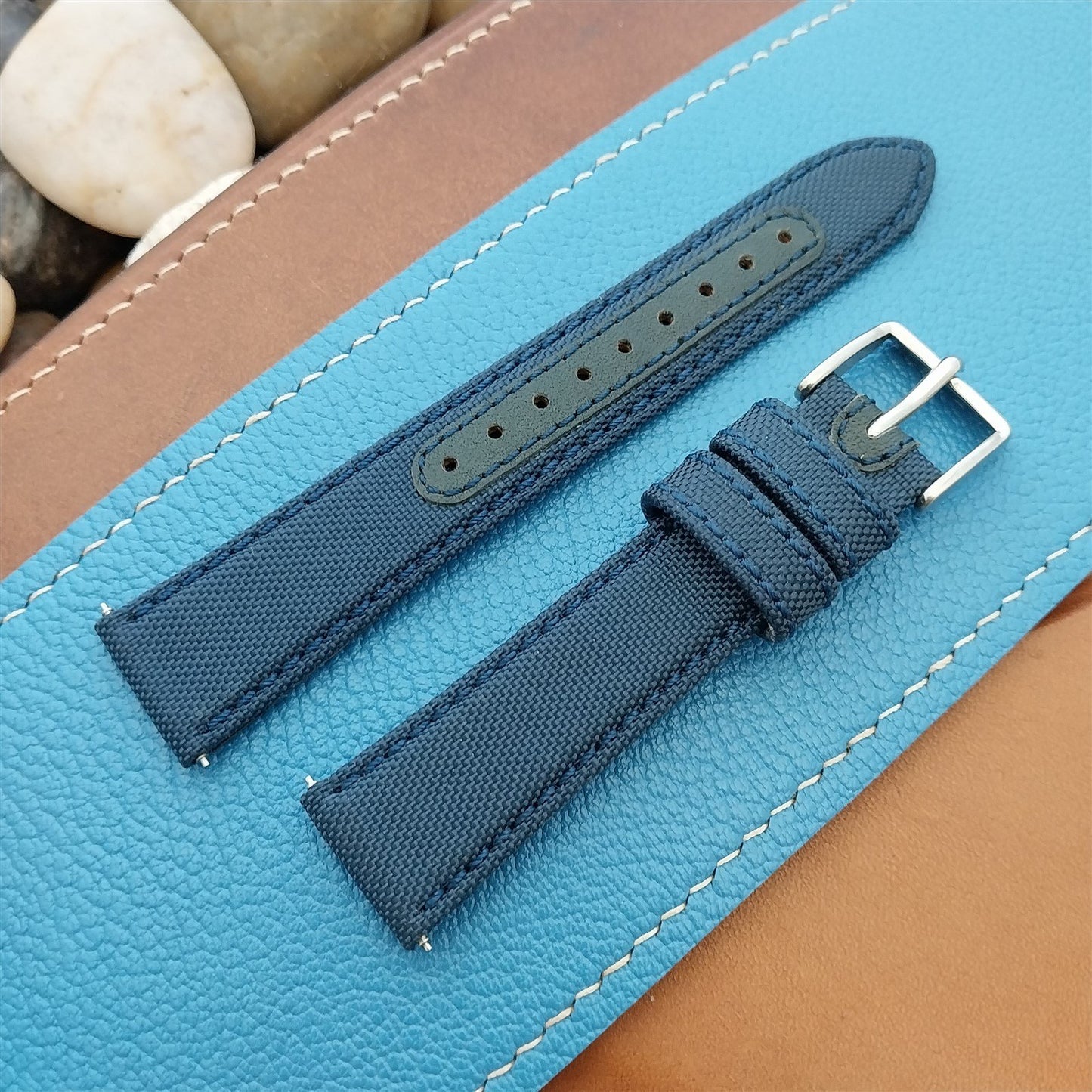 18mm Blue Sailcloth 2-Piece Tapered 18/16 Strap Roboband Unused Watch Strap