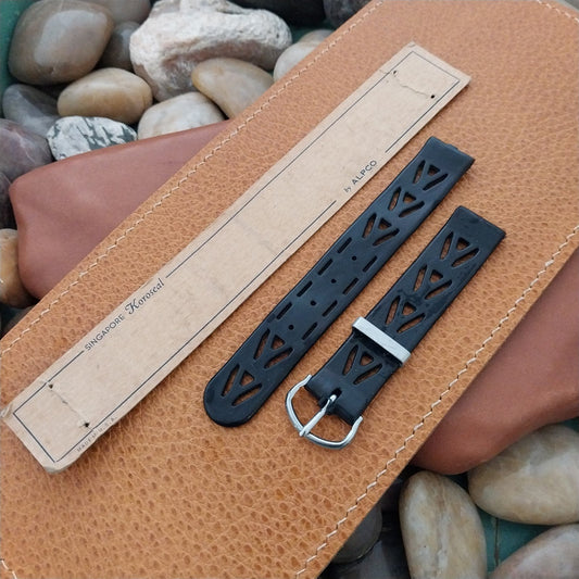 5/8" 1940s Black KoroSeal Tropical Singapore Strap Unused nos Vintage Watch Band