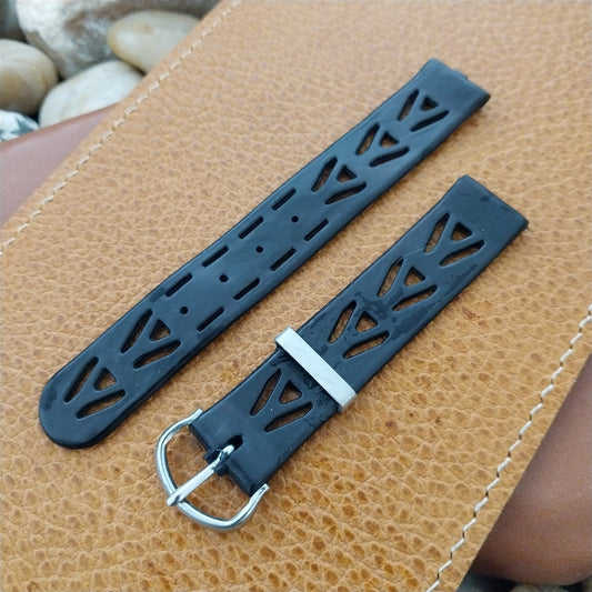 5/8" 1940s Black KoroSeal Tropical Singapore Strap Unused nos Vintage Watch Band