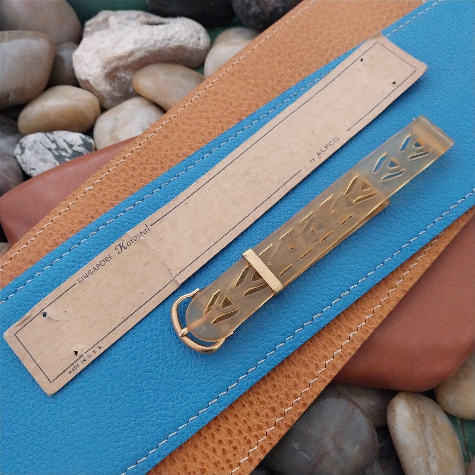 5/8" 1940s Clear KoroSeal Tropical Singapore Strap Unused nos Vintage Watch Band