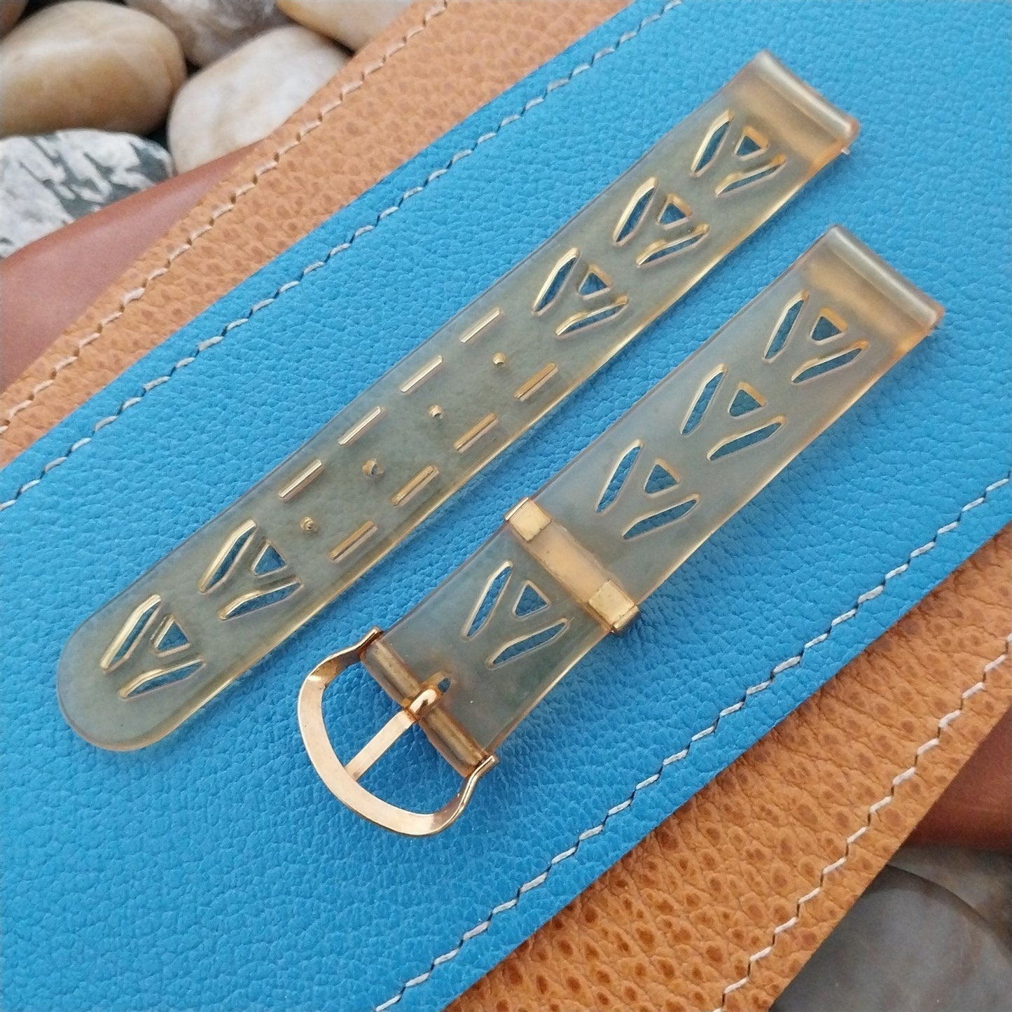 5/8" 1940s Clear KoroSeal Tropical Singapore Strap Unused nos Vintage Watch Band