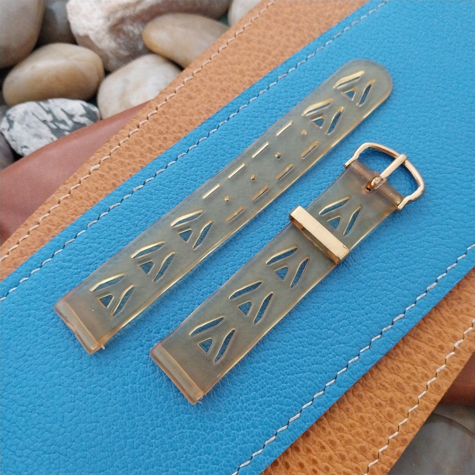 5/8" 1940s Clear KoroSeal Tropical Singapore Strap Unused nos Vintage Watch Band