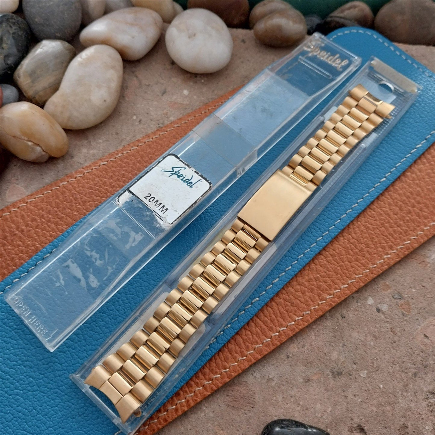 20mm Gold-Tone President Curved & Straight End Speidel Hirsch Unused Watch Band