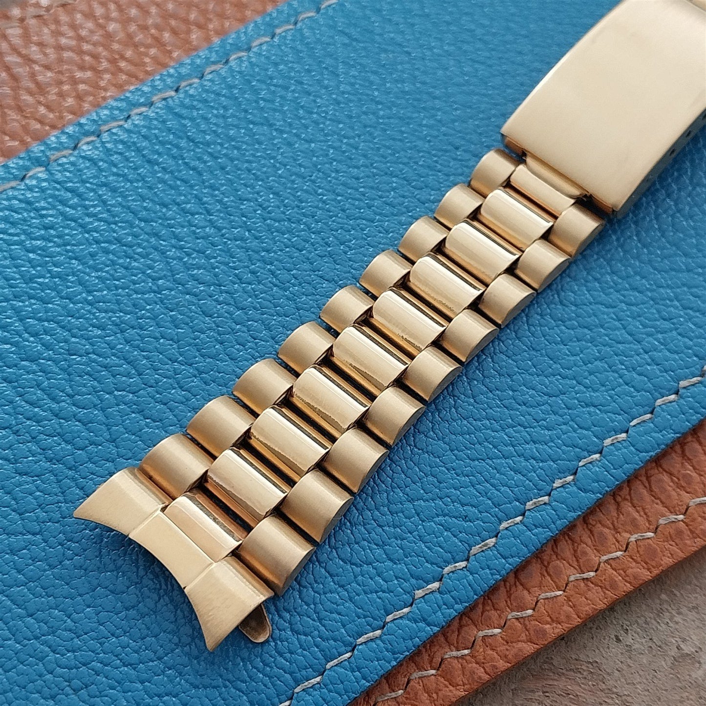 20mm Gold-Tone President Curved & Straight End Speidel Hirsch Unused Watch Band