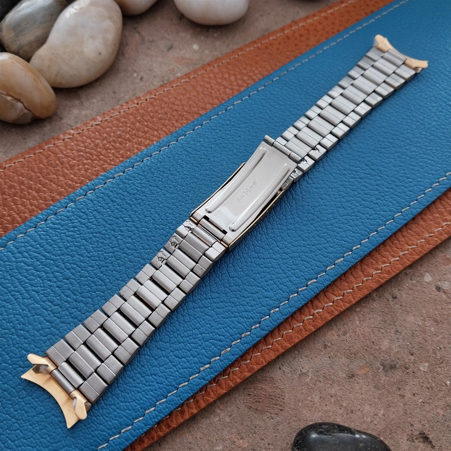 20mm Gold-Tone President Curved & Straight End Speidel Hirsch Unused Watch Band
