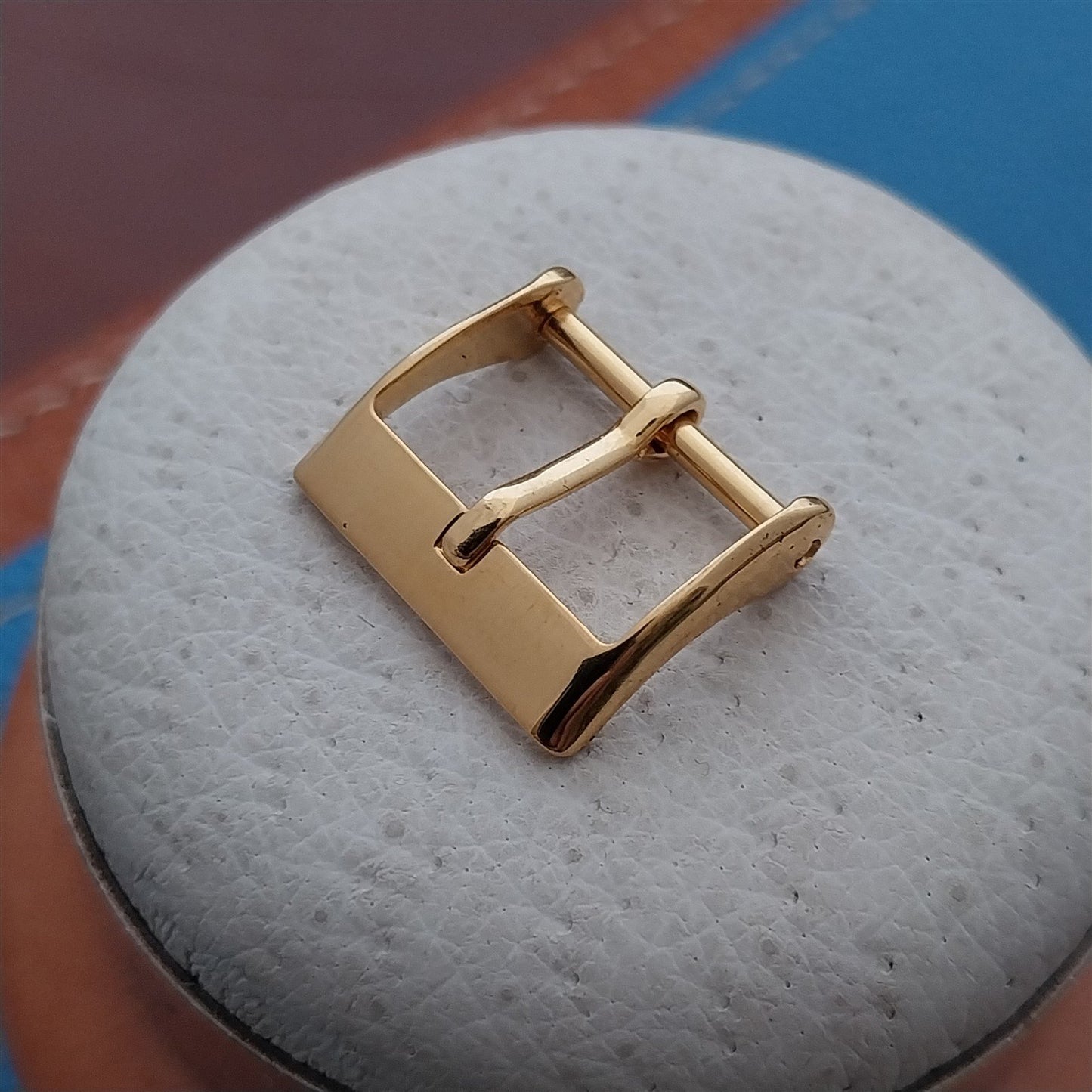 nos 14mm yellow Gold-Tone Classic Unused Vintage Watch Strap Buckle