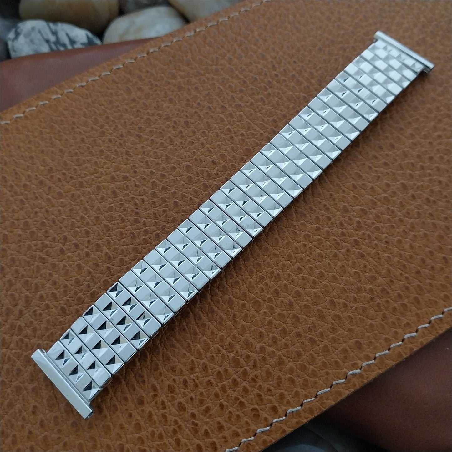 19mm 10k White Gold-Filled 1954 Speidel Balboa Short Unused Vintage Watch Band