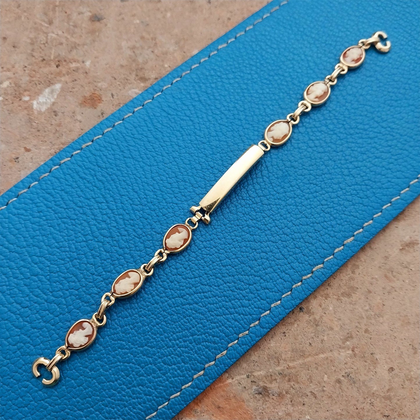 Vintage Gold-Filled Carved Shell Cameo Ladis 1960s Cocktail Watch Band