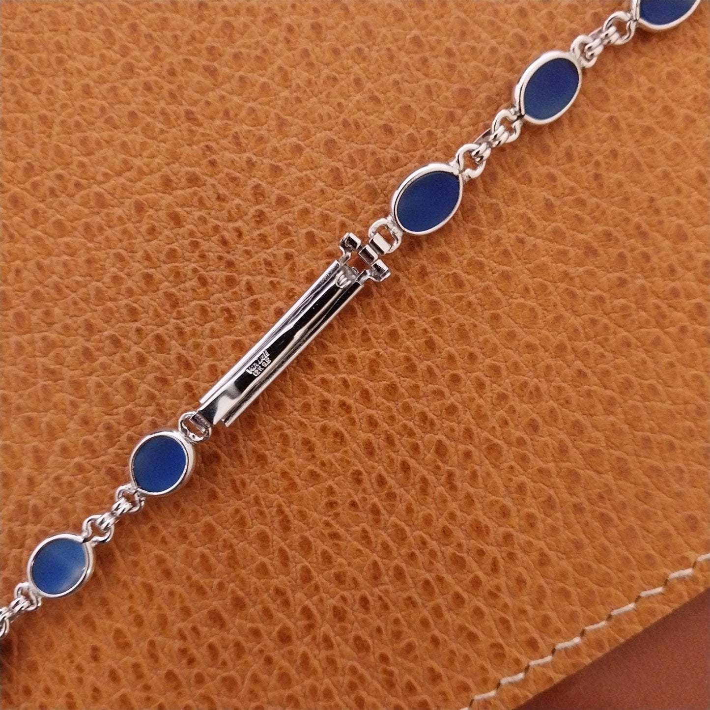 White Gold-Filled & Faux Blue Star Sapphire Ladies Unused 60s Vintage Watch Band