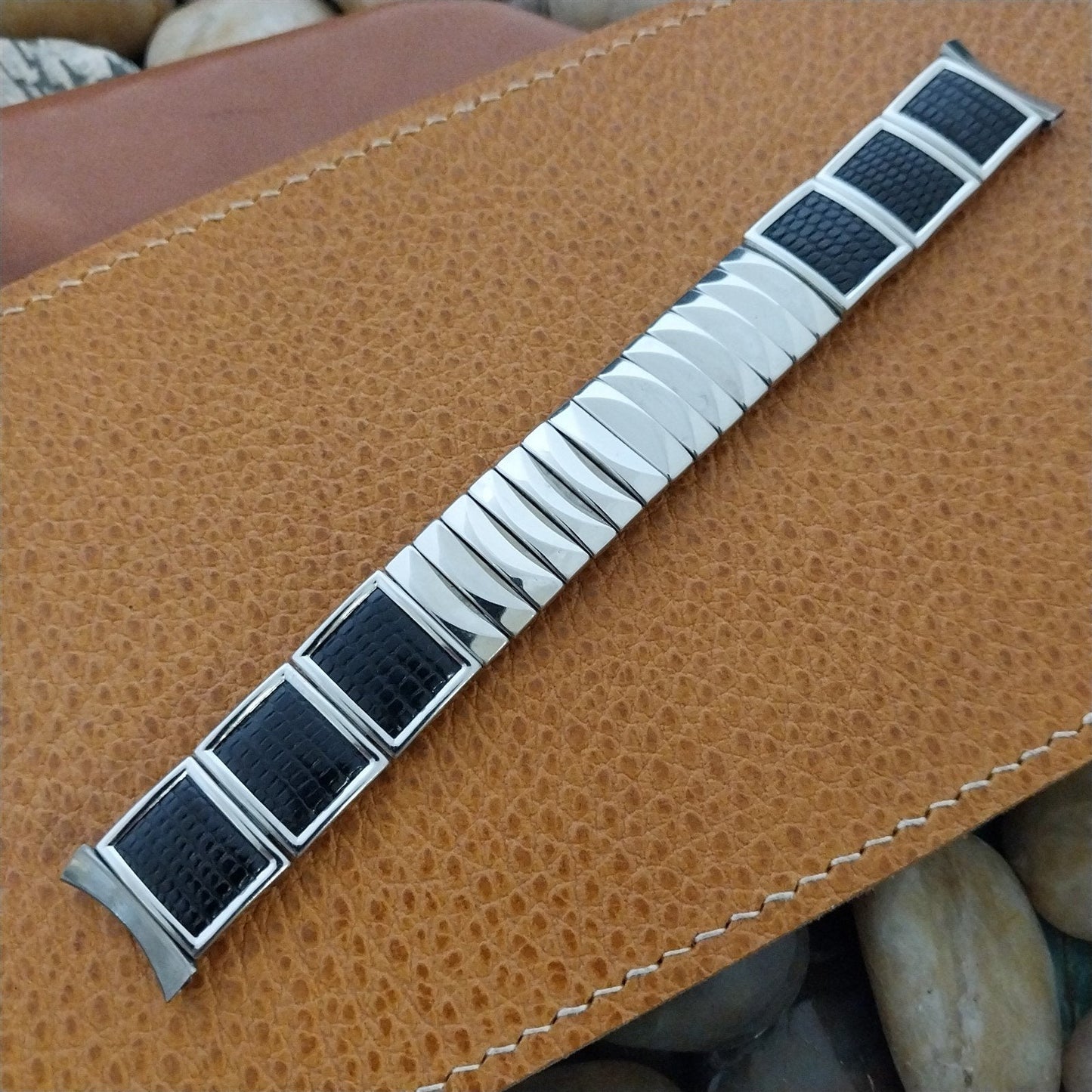 17.2mm Stainless Steel & Lizard Craftex 1950s nos unused Vintage Watch Band