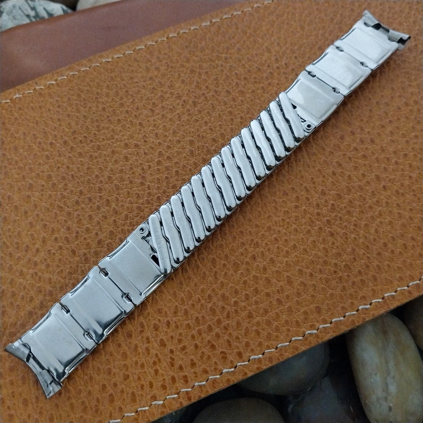 17.2mm Stainless Steel & Lizard Craftex 1950s nos unused Vintage Watch Band