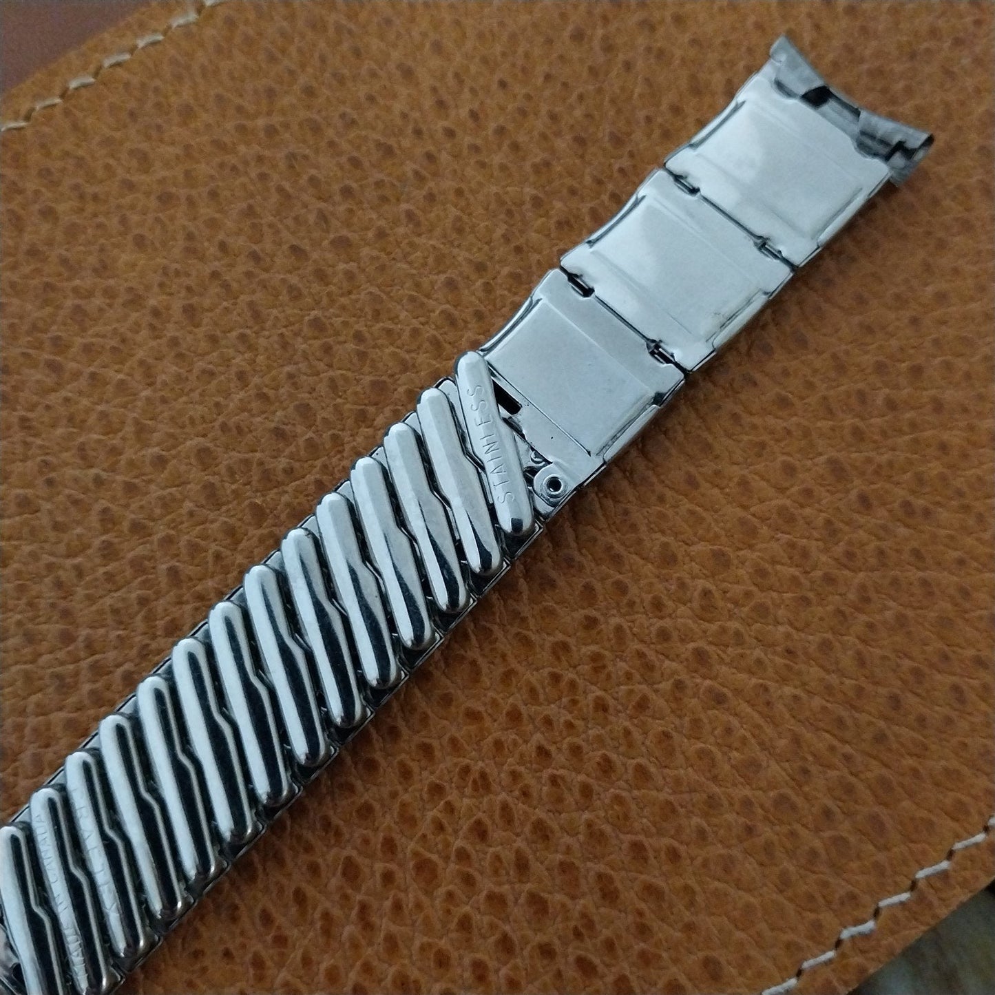 17.2mm Stainless Steel & Lizard Craftex 1950s nos unused Vintage Watch Band