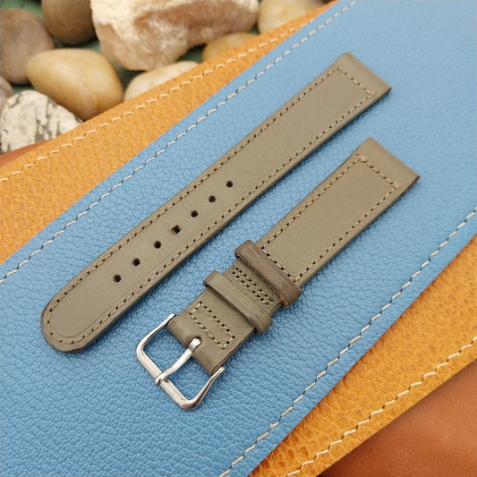 17.2mm Elgin Tapered Leather Unused Vintage Watch Band & Silver-Tone Logo Buckle