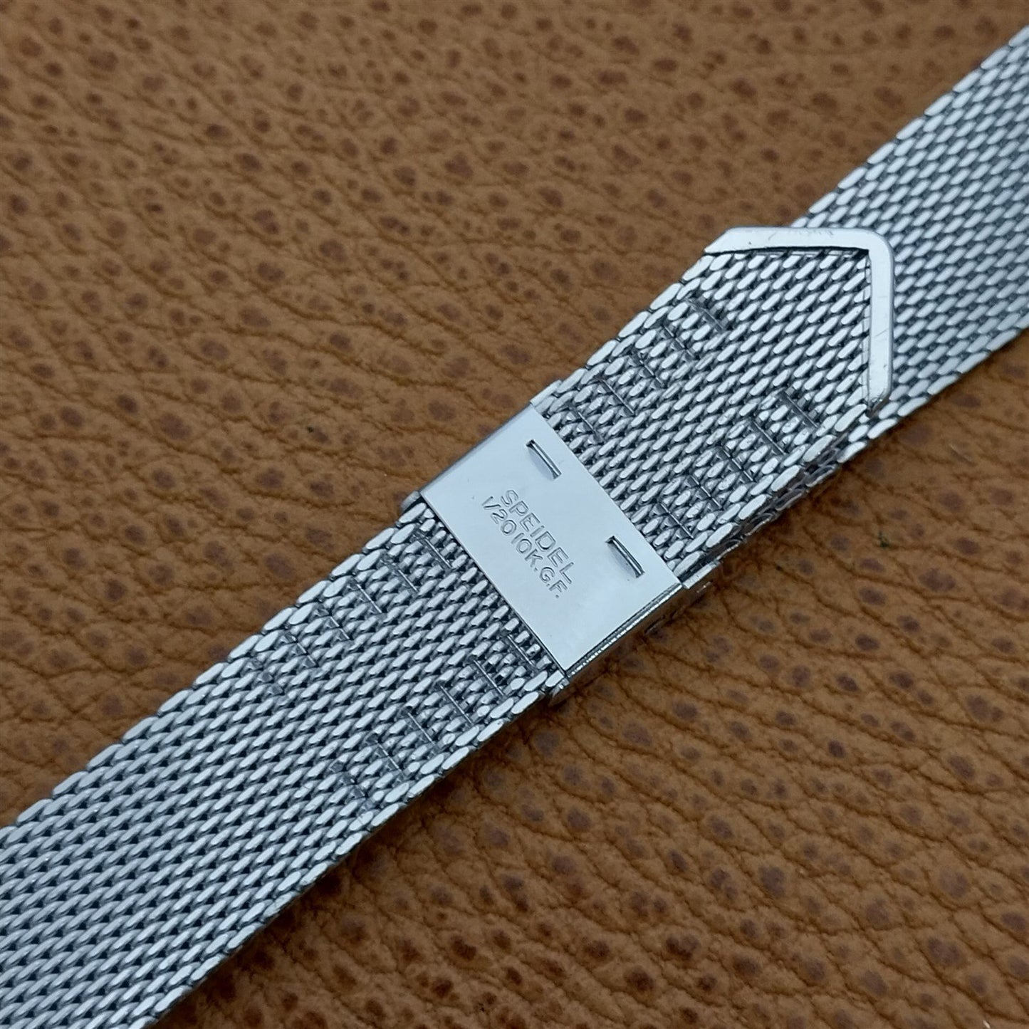 11/16" 17.2mm Speidel 10K White Gold-Filled Mesh Unused 1960s Vintage Watch Band