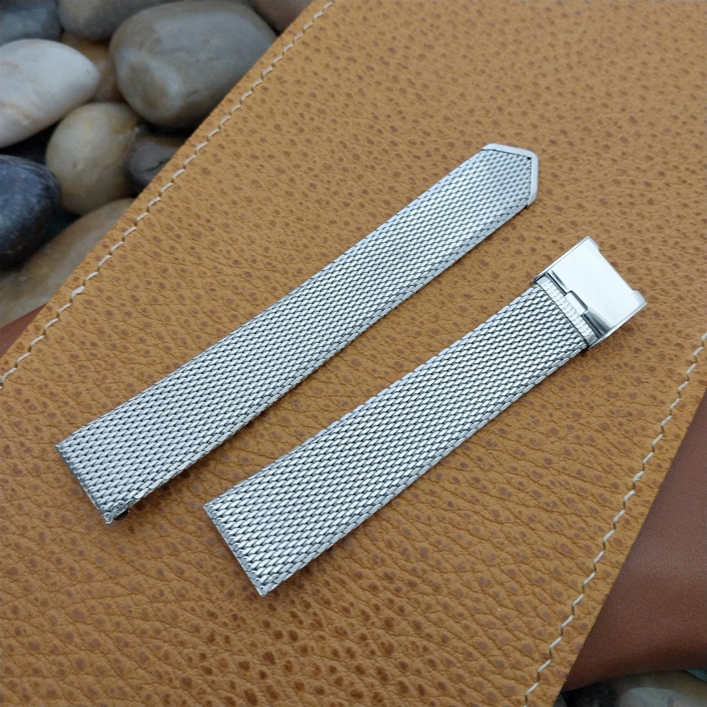 11/16" 17.2mm Speidel 10K White Gold-Filled Mesh Unused 1960s Vintage Watch Band