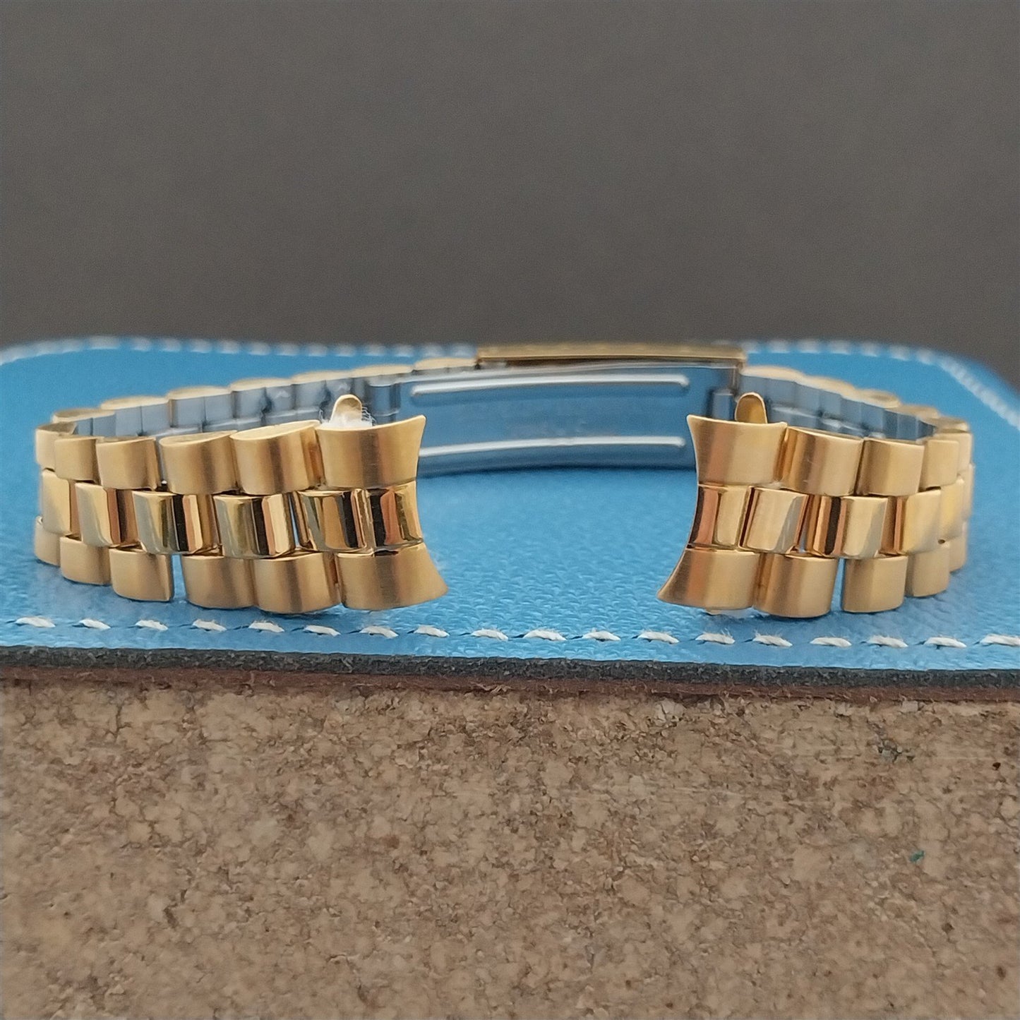 13mm Curved-End Gold-Tone President Speidel Hirsch nos Ladies Watch Band