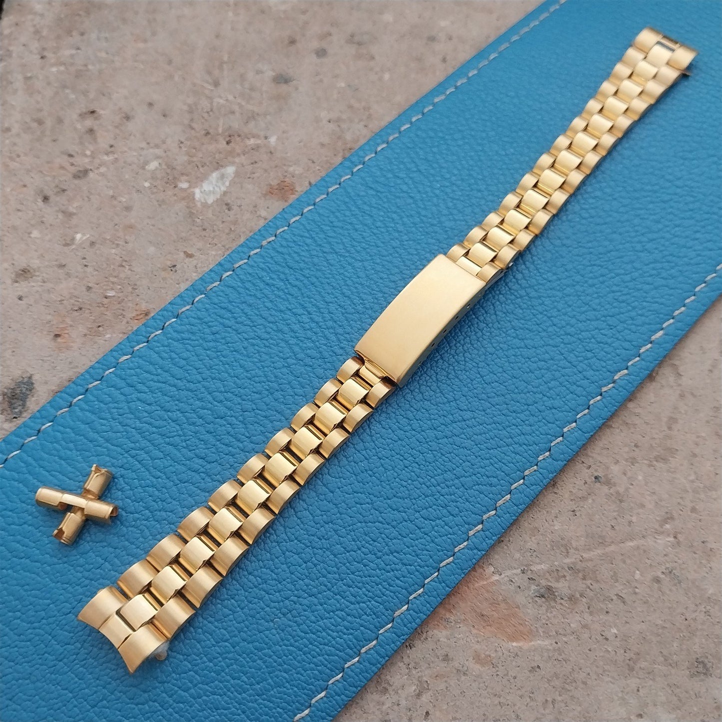 13mm Curved-End Gold-Tone President Speidel Hirsch nos Ladies Watch Band