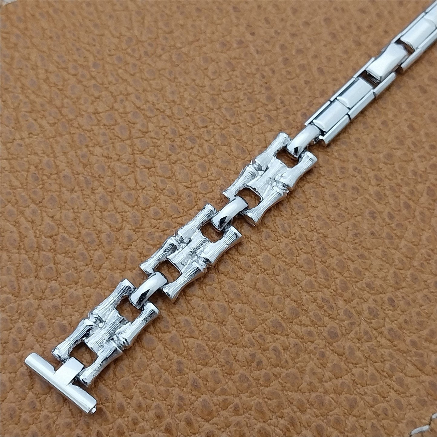 13mm 1960s 1970s Hadley White Gold-Tone Mod mcm Ladies Unused Vintage Watch Band