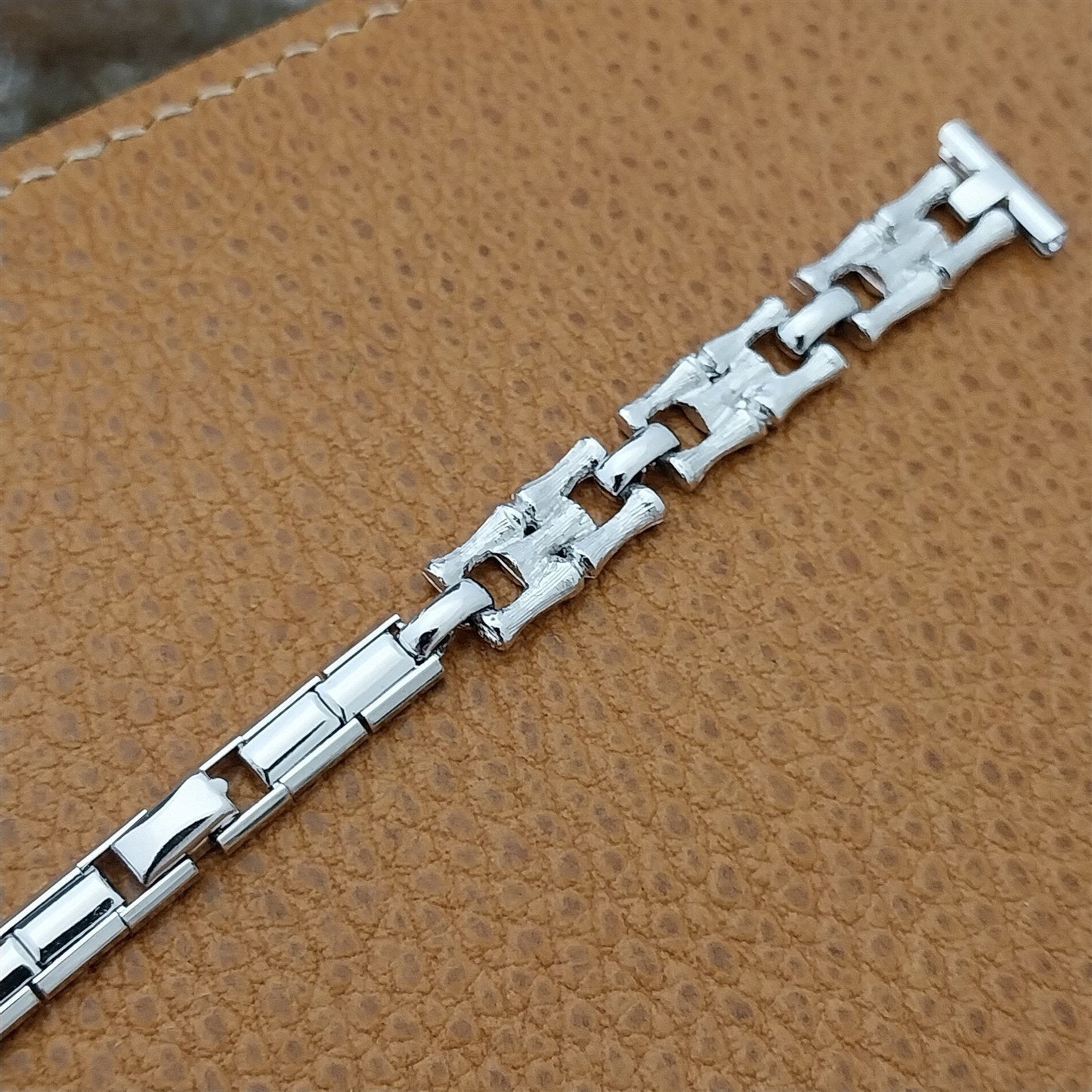 13mm 1960s 1970s Hadley White Gold-Tone Mod mcm Ladies Unused Vintage Watch Band