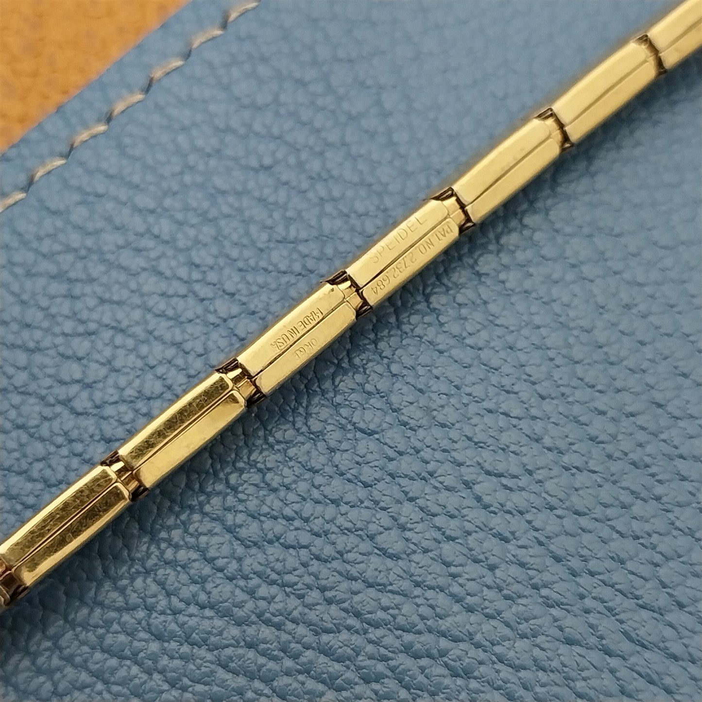 10k Yellow Gold-Filled Speidel Unused 1960s Vintage Watch Band w/ Black Stones