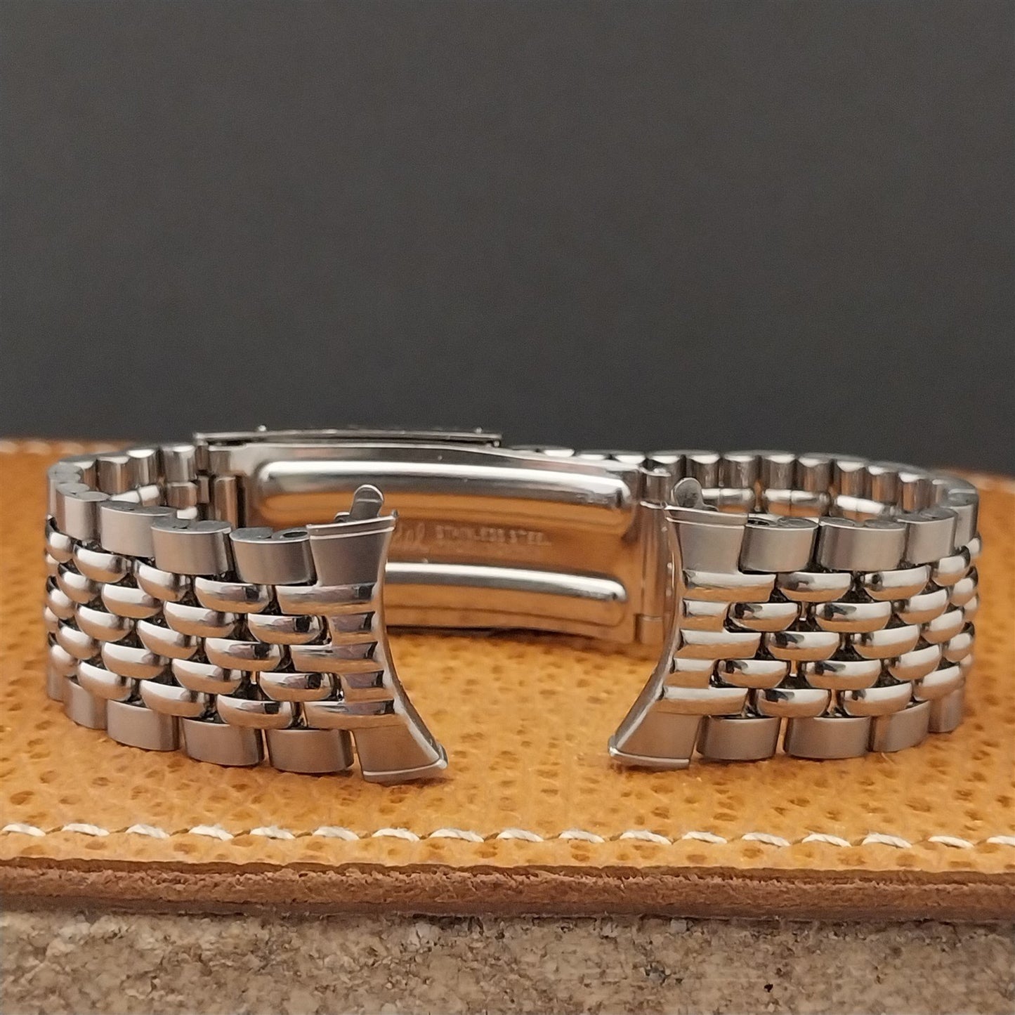 19mm 18mm Stainless Steel Rice Beads Classic Speidel 1960s Vintage Watch Band