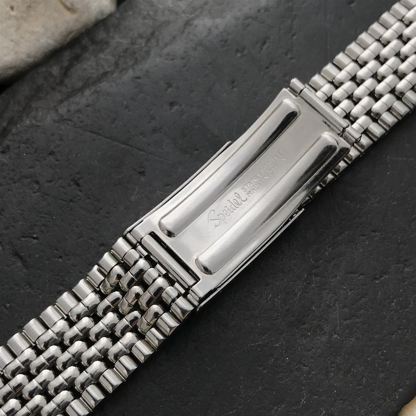 19mm Stainless Steel Beads of Rice Classic Speidel 1960s NOS Vintage Watch Band