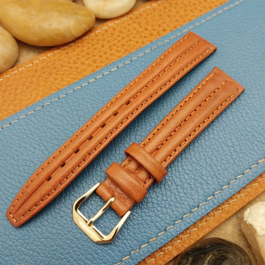 16mm Kreisler Tapered 16/14 Brown Ridged Leather Unused Vintage Watch Band