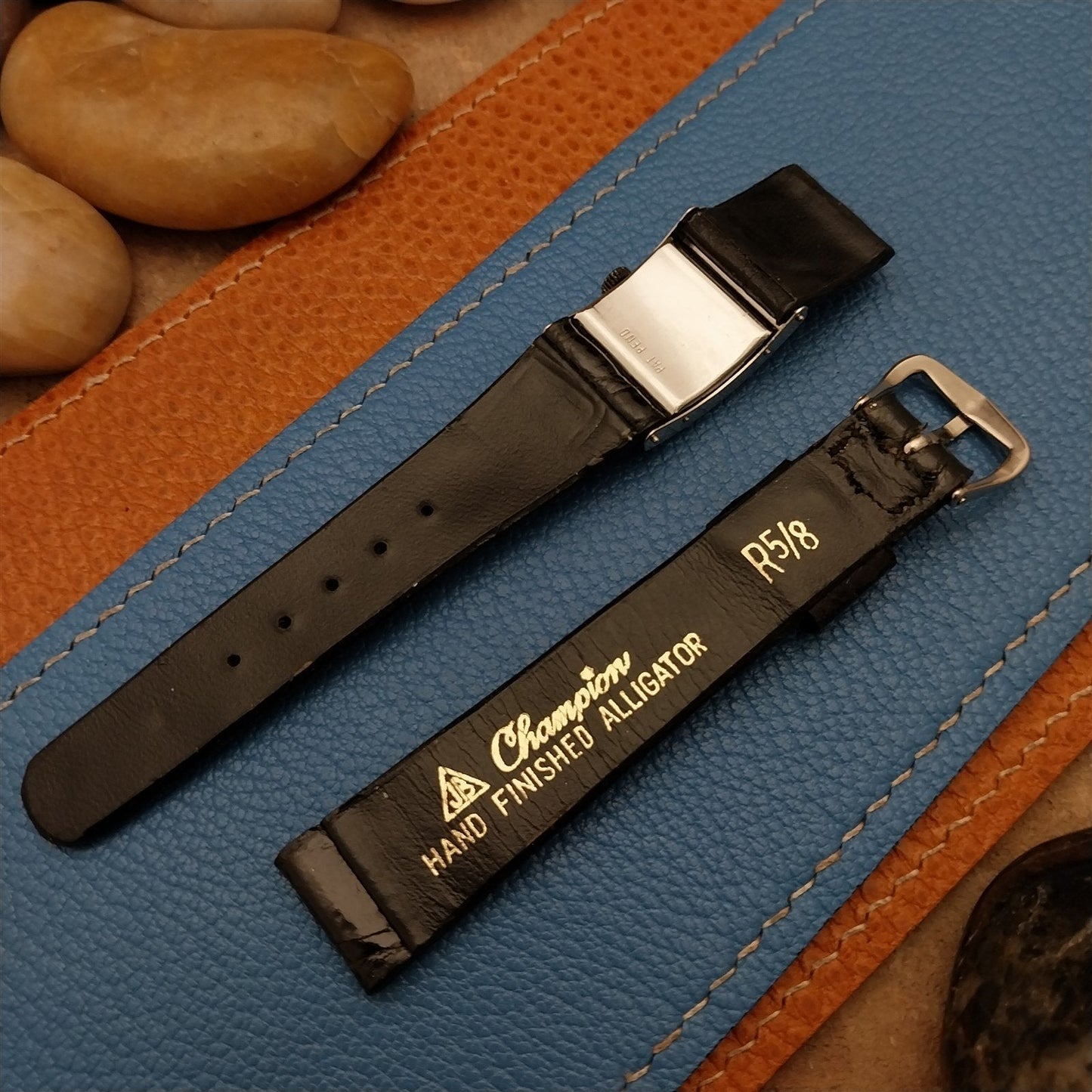 5/8" JB Champion USA Calendar Alligator nos unused 1970s Vintage Watch Band