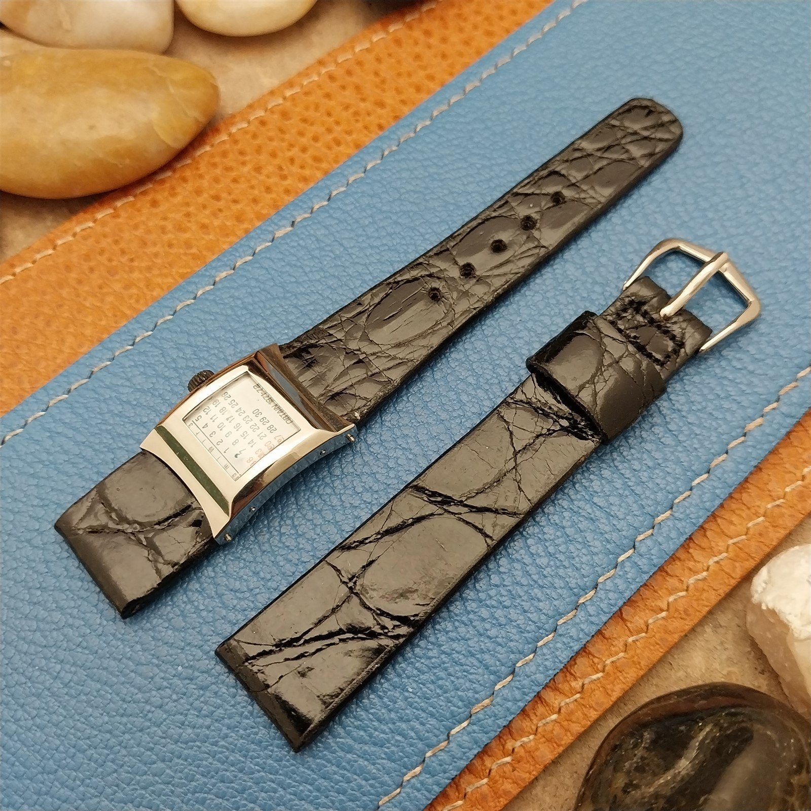 5/8" JB Champion USA Calendar Alligator nos unused 1970s Vintage Watch Band