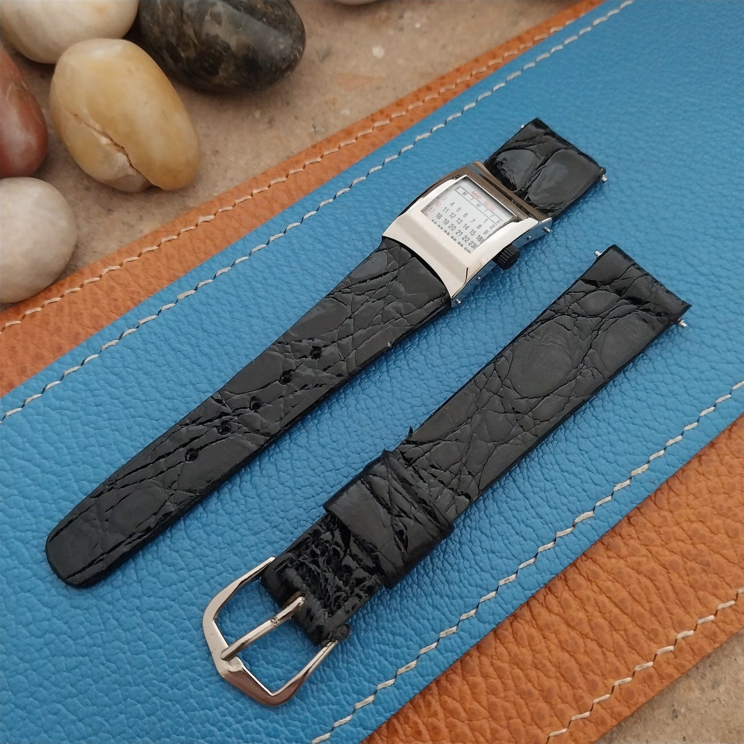 16mm JB Champion USA Calendar Alligator nos unused 1970s Vintage Watch Strap