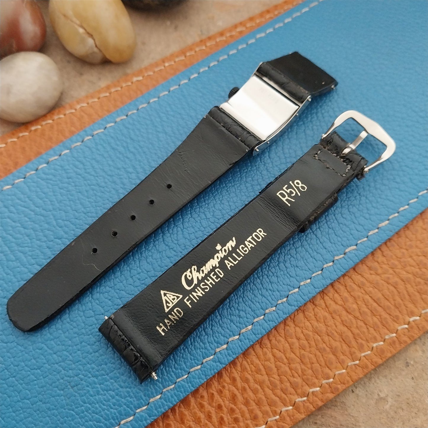 16mm JB Champion USA Calendar Alligator nos unused 1970s Vintage Watch Strap