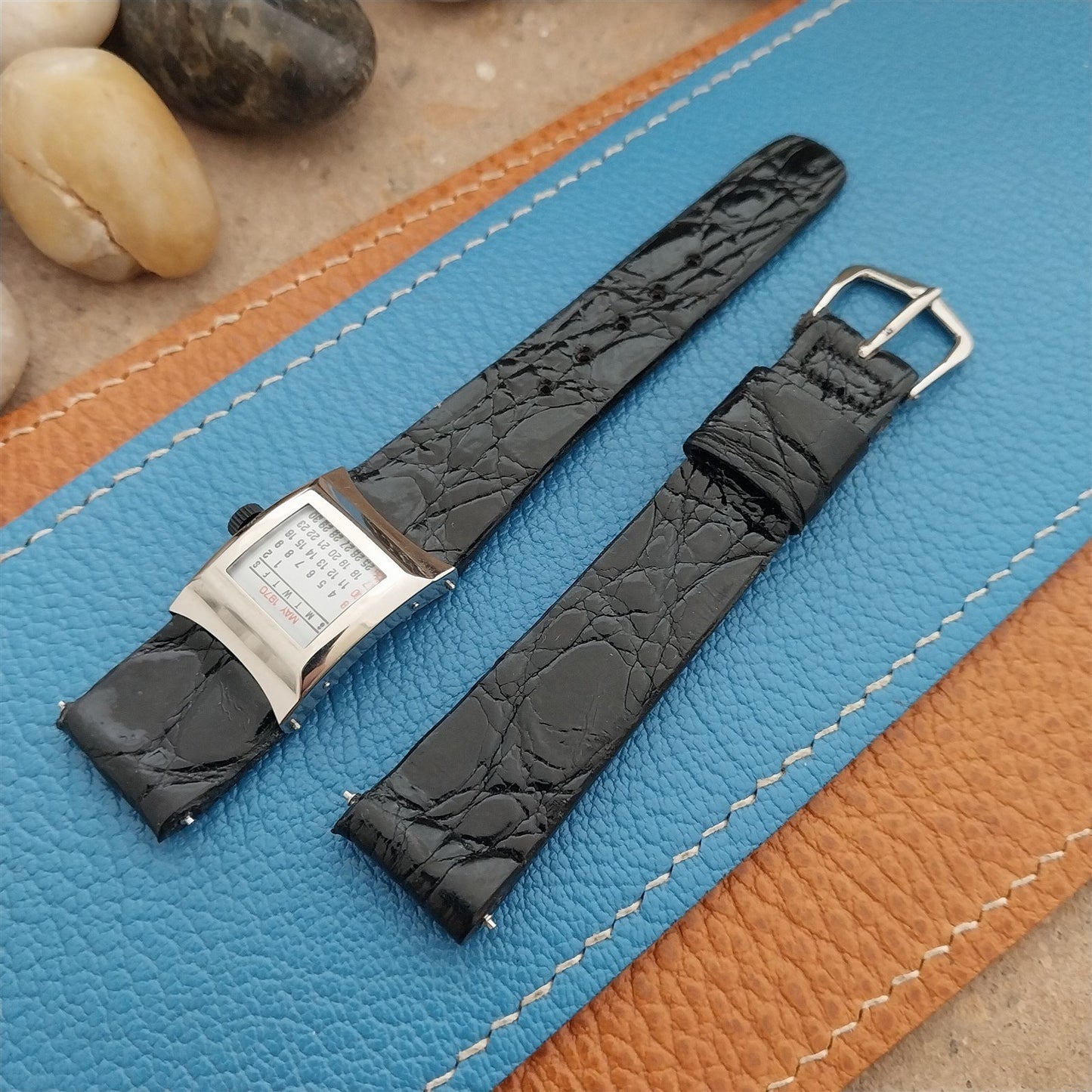 16mm JB Champion USA Calendar Alligator nos unused 1970s Vintage Watch Strap