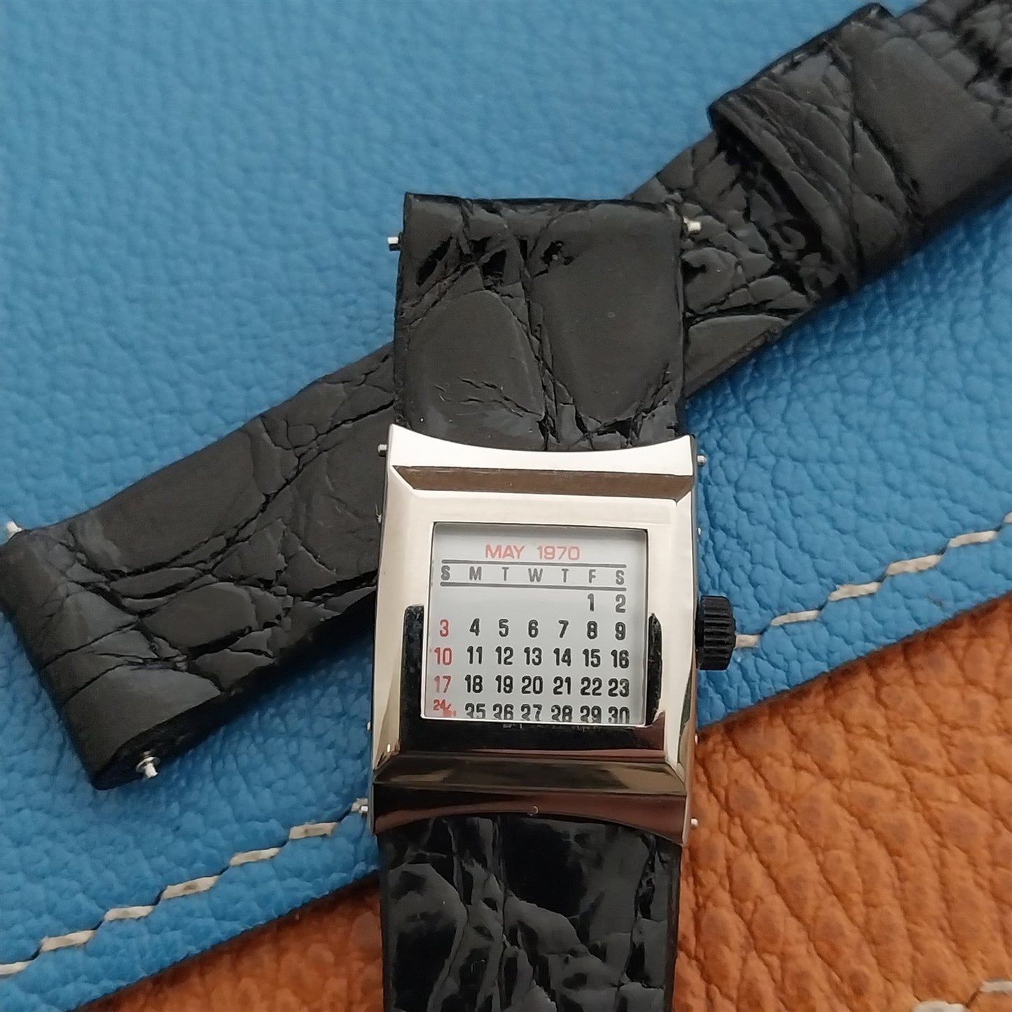 16mm JB Champion USA Calendar Alligator nos unused 1970s Vintage Watch Strap