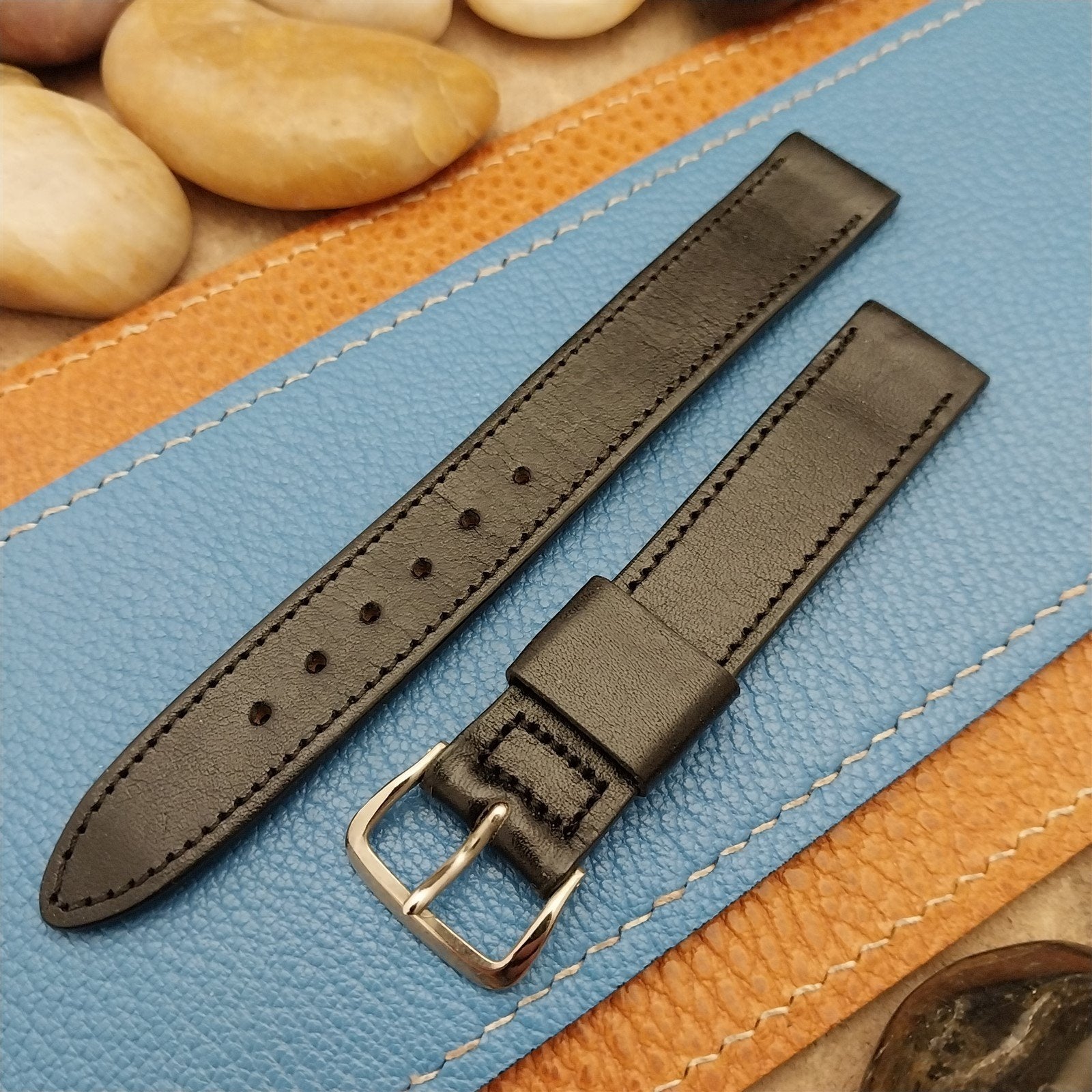 5/8" Black Calf Leather Mormac USA Unused nos 1960s Vintage Watch Band