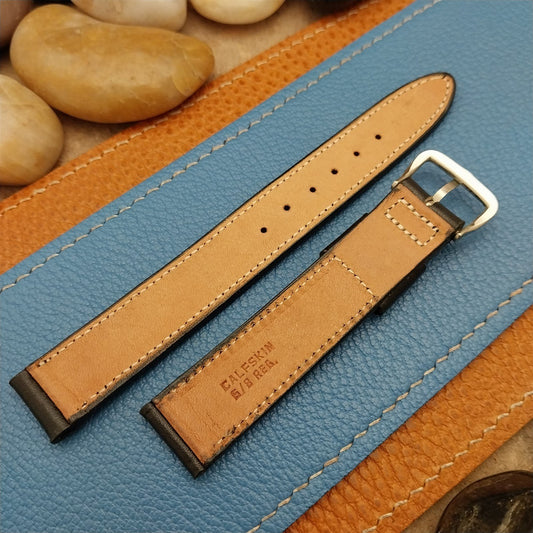 5/8" Black Calf Leather Mormac USA Unused nos 1960s Vintage Watch Band