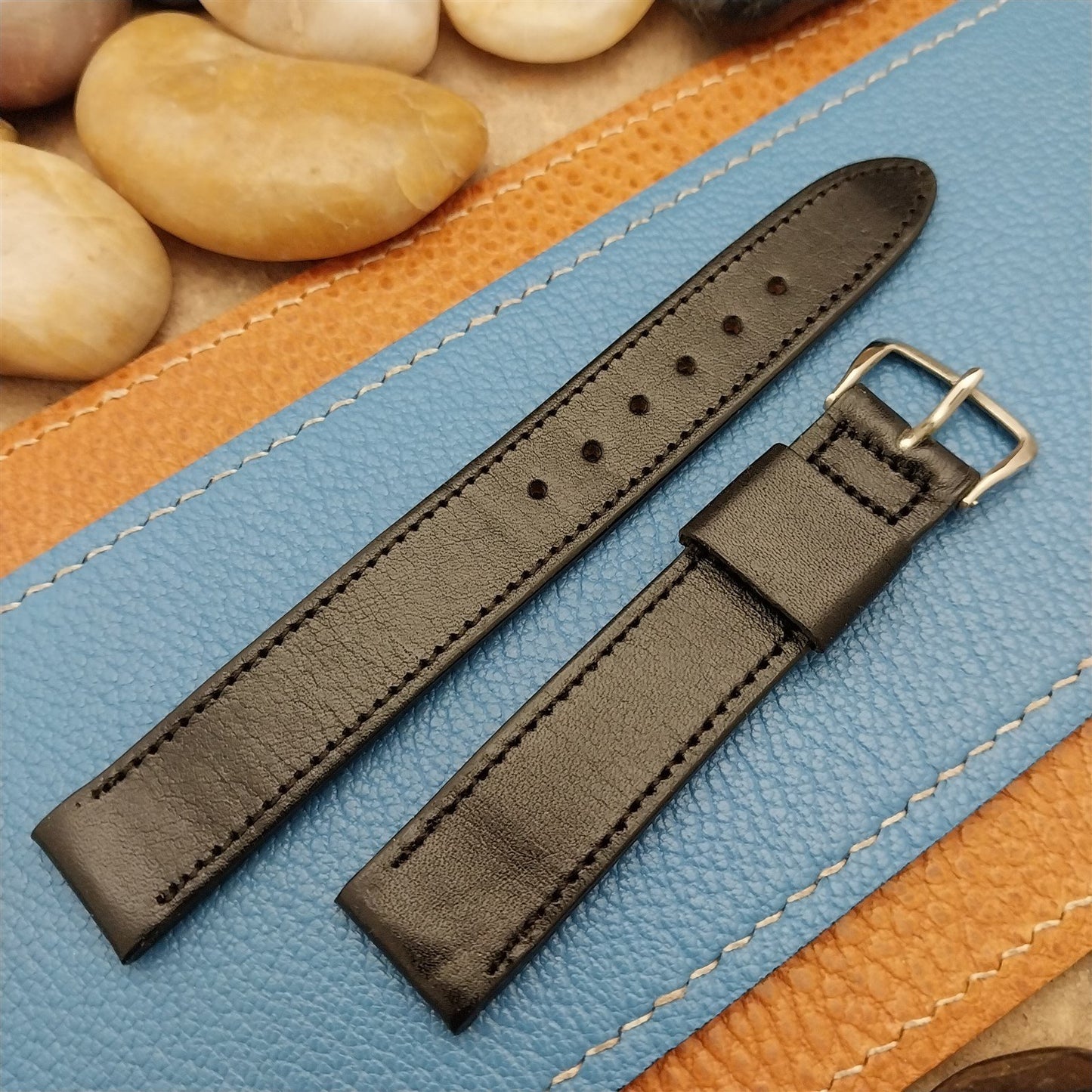 5/8" Black Calf Leather Mormac USA Unused nos 1960s Vintage Watch Band