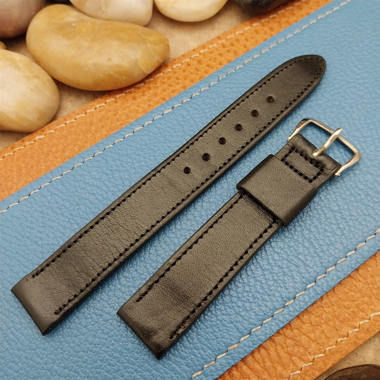 5/8" Black Calf Leather Mormac USA Unused nos 1960s Vintage Watch Band