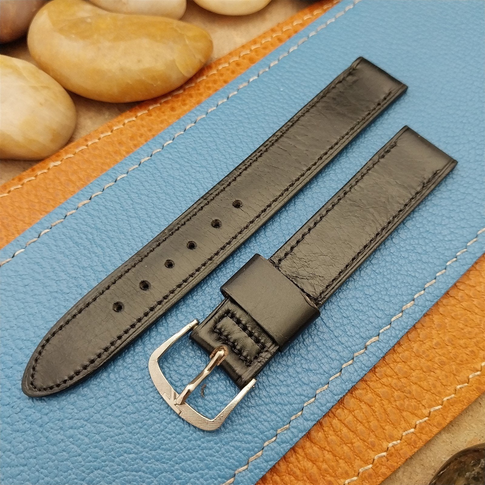 5/8" Kalbe USA Black Norwegian Calf Leather nos unused 1960s Vintage Watch Band