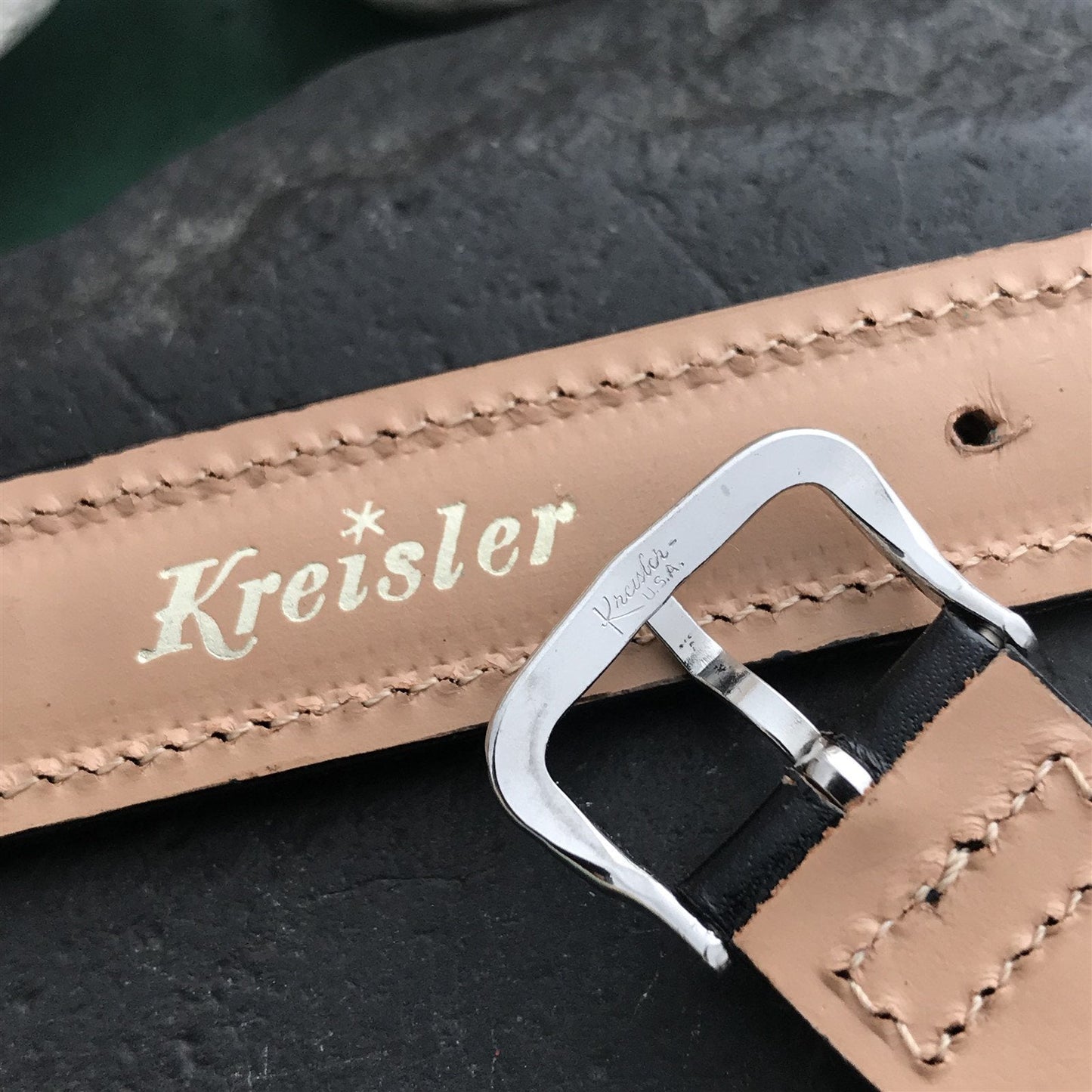 5/8" 16mm Kreisler Black Calfskin nos unused 1960s Vintage Watch Band