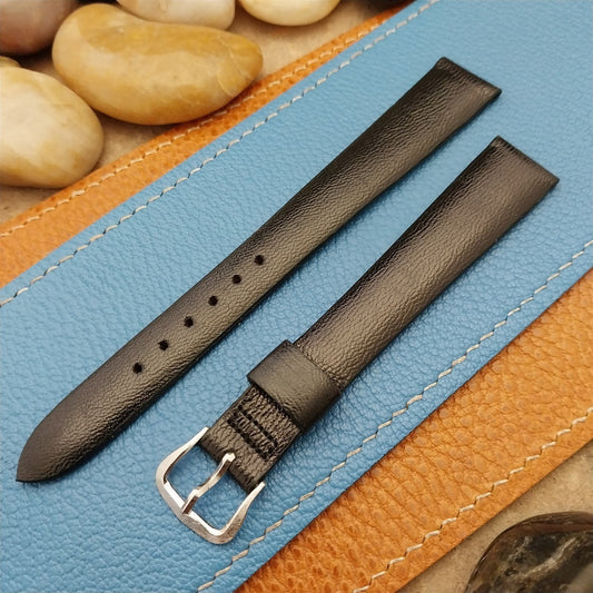 5/8" Kreisler Black Pinseal Long Tapered Leather unused 1960s Vintage Watch Band