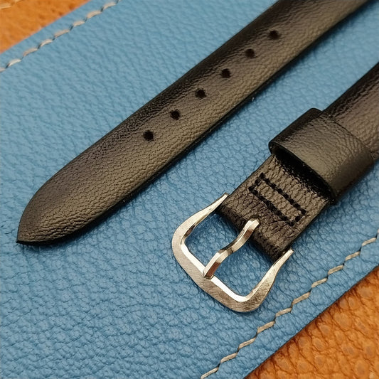 5/8" Kreisler Black Pinseal Long Tapered Leather unused 1960s Vintage Watch Band