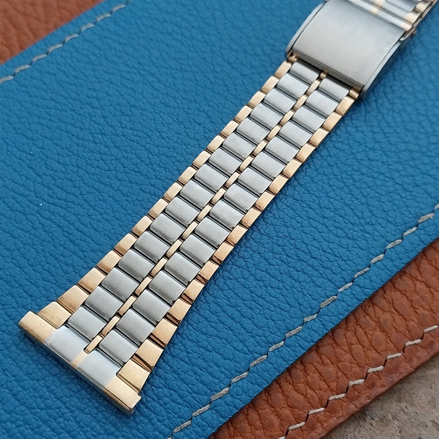 22mm Gold & Stainless Steel Unused Vintage Watch Band