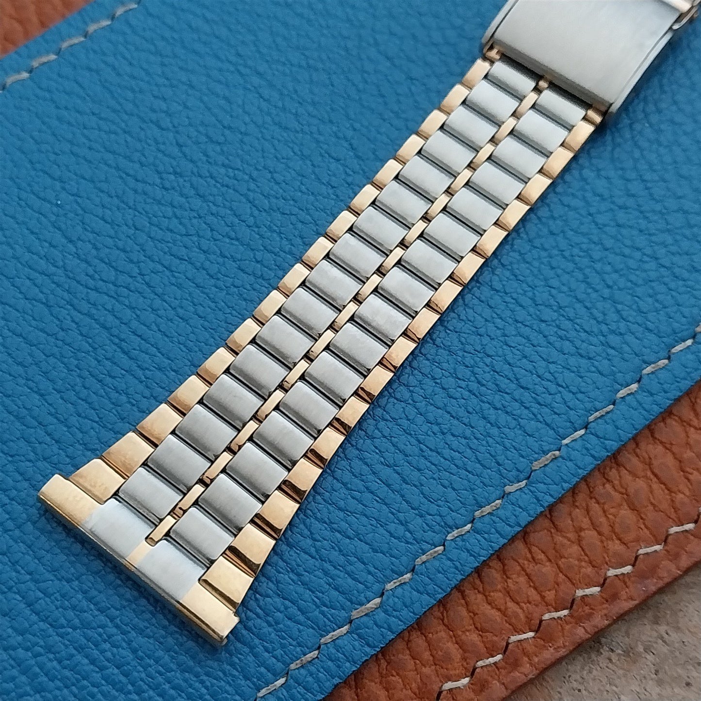 22mm Gold & Stainless Steel Unused Vintage Watch Band