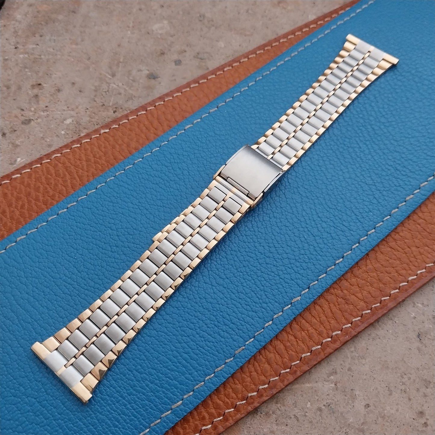 22mm Gold & Stainless Steel Unused Vintage Watch Band