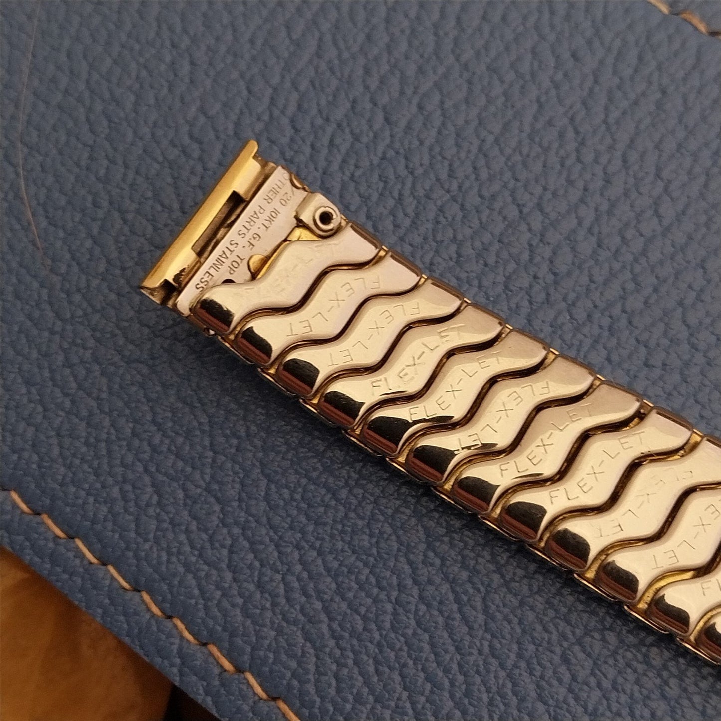 5/8" Gold-Filled Expansion Flex-Let Facet-Cut Unused 1950s Vintage Watch Band