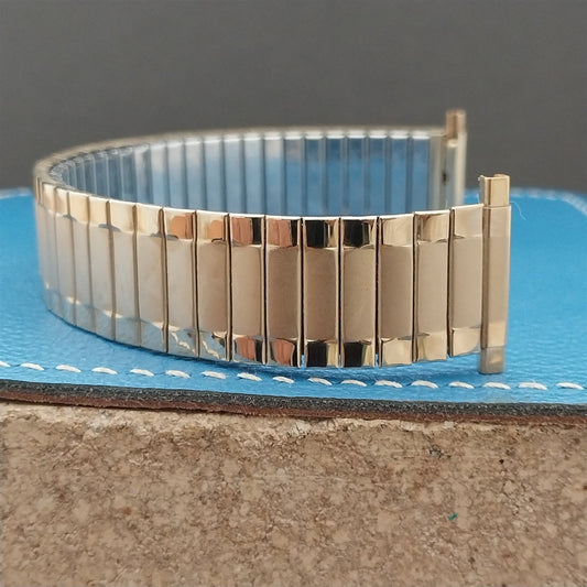 20mm 18mm Speidel Radial Yellow Gold-Tone Wide nos Long 1970s Vintage Watch Band