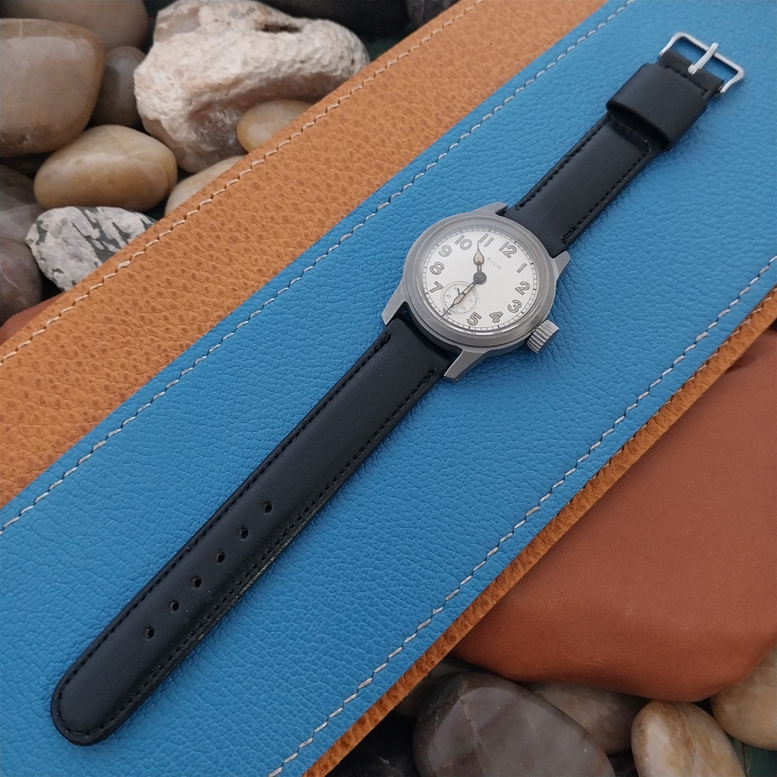 Short Scandia Calf CA-11 ORD A-17A 16mm Vintage Watch Band w/Signed Elgin Buckle