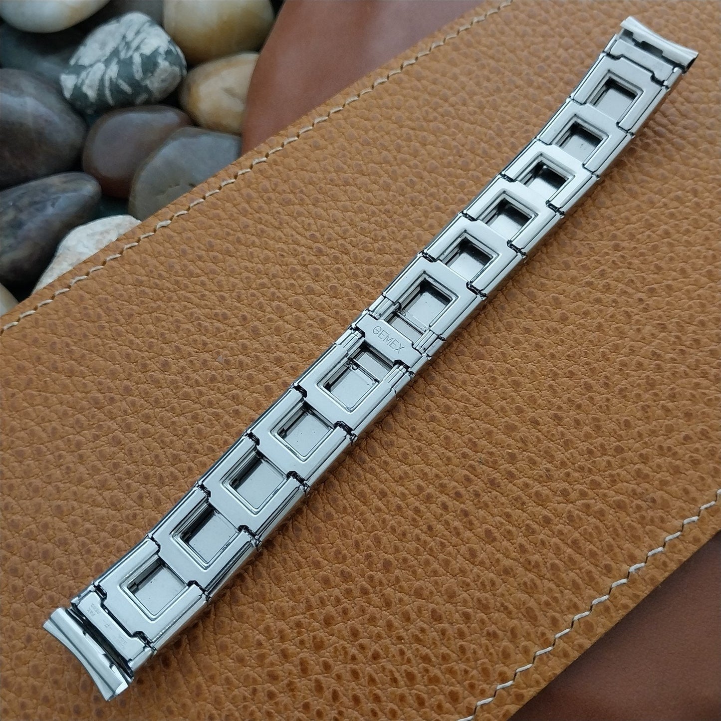 5/8" Stainless & Lizard Gemex Caballero Unused nos MCM 1950s Vintage Watch Band