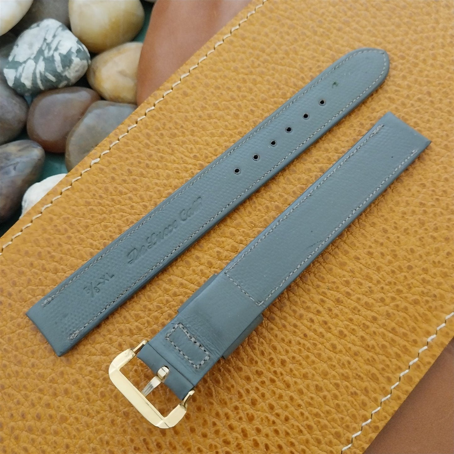 15mm Long 5/8" Gray Leather Classic 1-Keeper 1950s Unused nos Vintage Watch Band