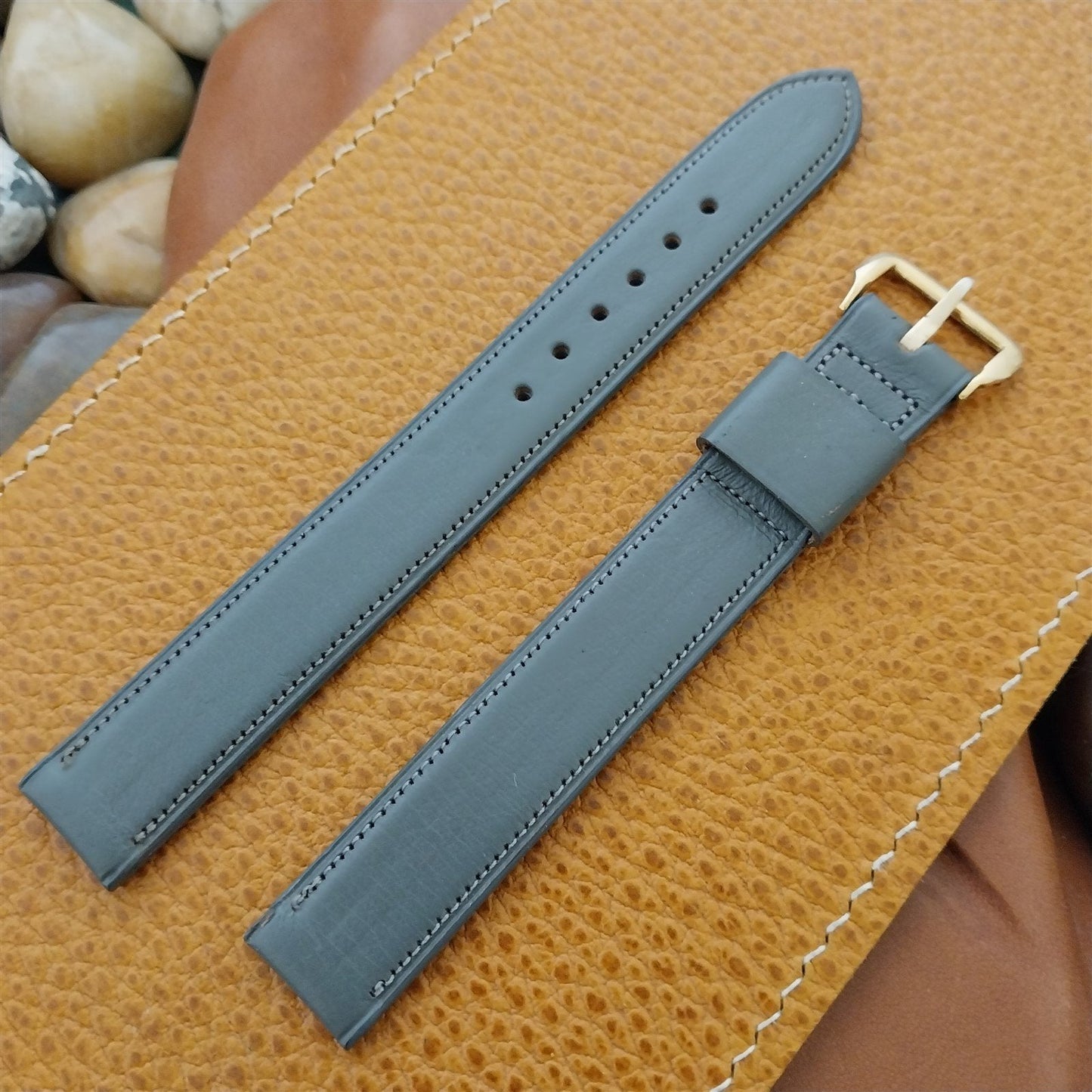 15mm Long 5/8" Gray Leather Classic 1-Keeper 1950s Unused nos Vintage Watch Band